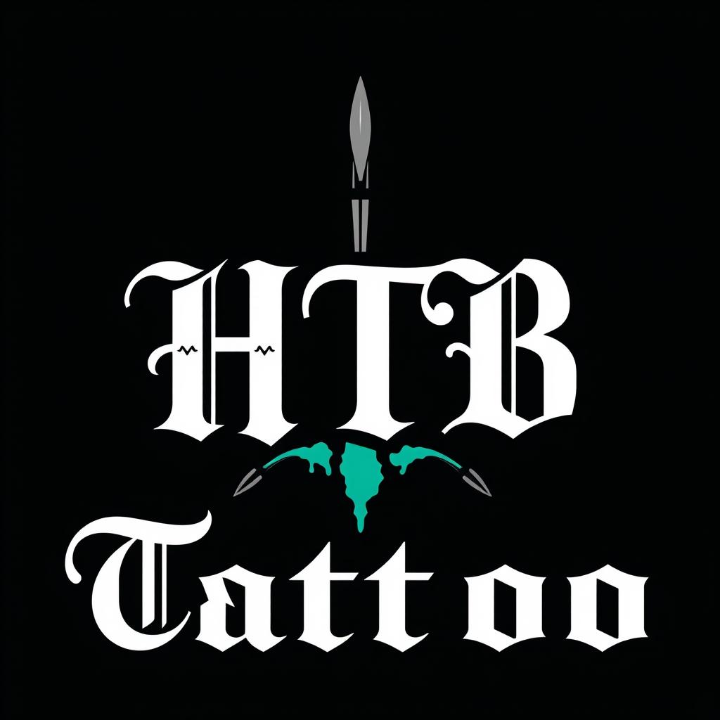 A sleek and modern logo design for a tattoo studio featuring the text 'HTB Tattoo' integrated stylishly into the design