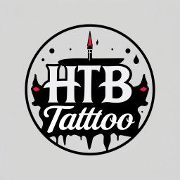 A sleek and modern logo design for a tattoo studio featuring the text 'HTB Tattoo' integrated stylishly into the design