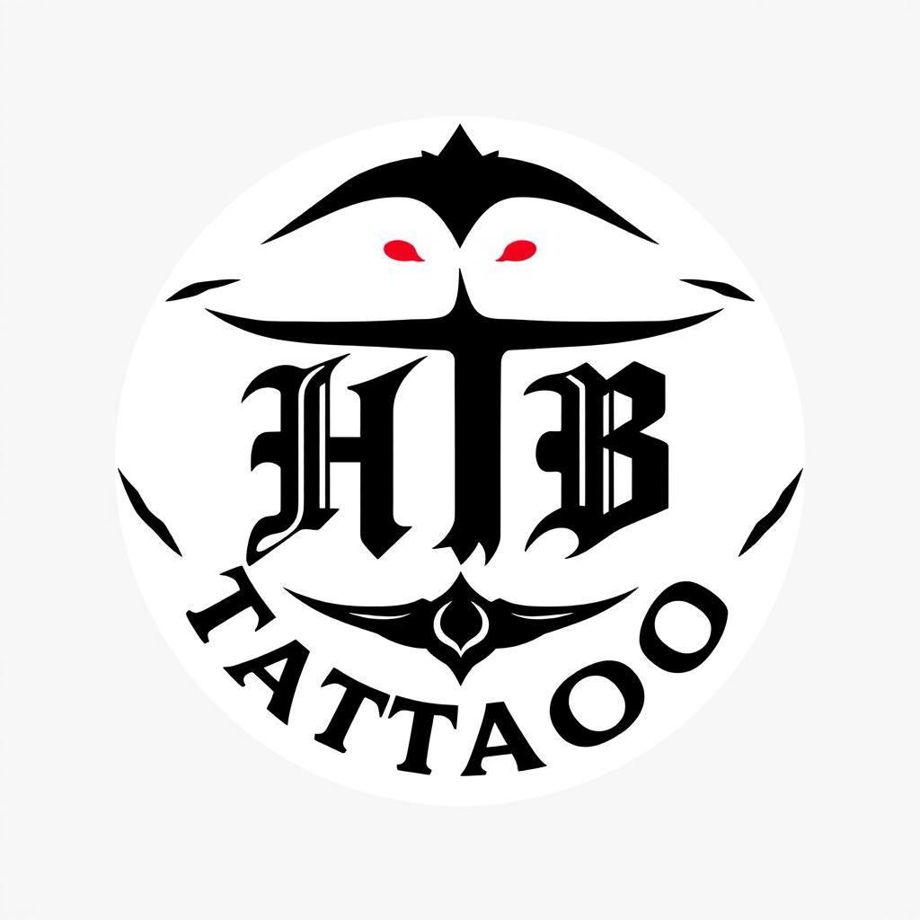 A sleek and modern logo design for a tattoo studio featuring the words 'HTB Tattoo' prominently