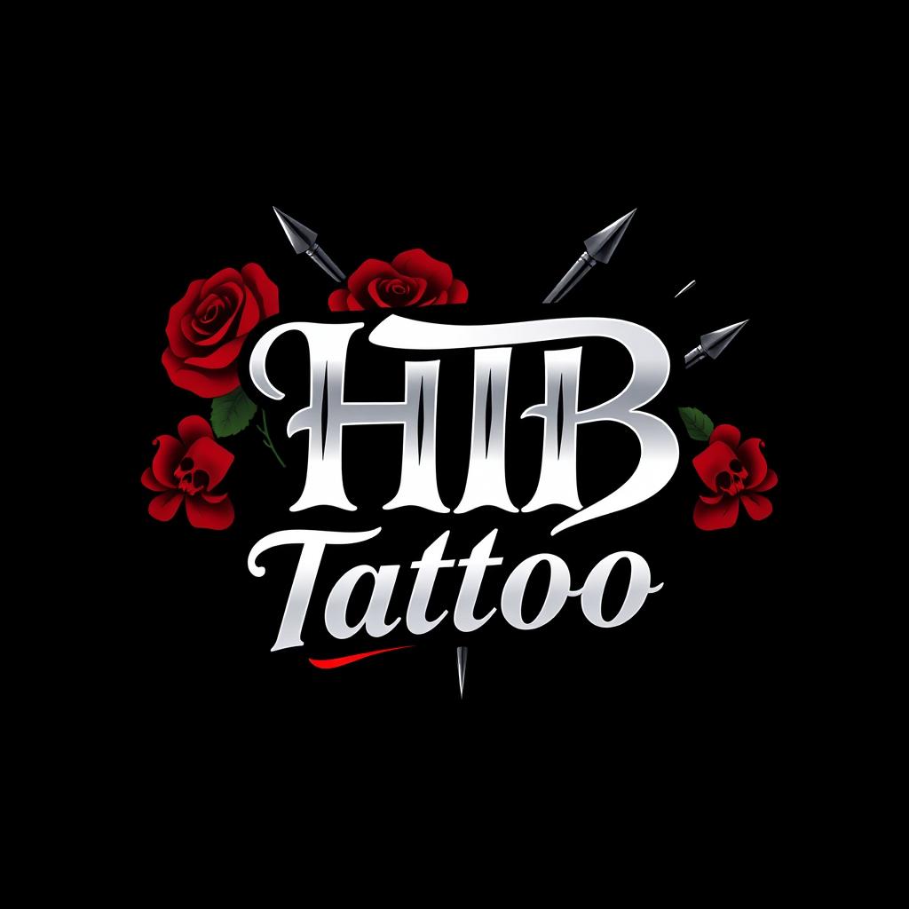 A logo design for a tattoo studio featuring the words 'HTB Tattoo' prominently integrated into the design