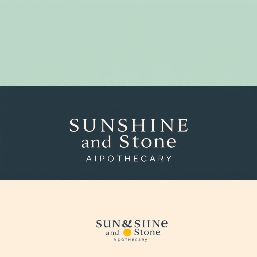 A modern-style logo for 'Sunshine and Stone Apothecary' that incorporates elements of the sun and a stone to reflect the essence of the brand