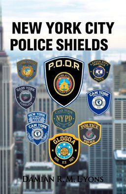 A high-resolution cover design for an extensive book about NYPD badges titled 'New York City Police Shields' by Damian R