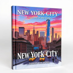 A captivating book cover for "New York City: A Journey Through Time" by Damian R
