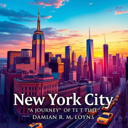 A captivating book cover for "New York City: A Journey Through Time" by Damian R