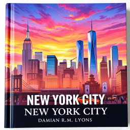A captivating book cover for "New York City: A Journey Through Time" by Damian R