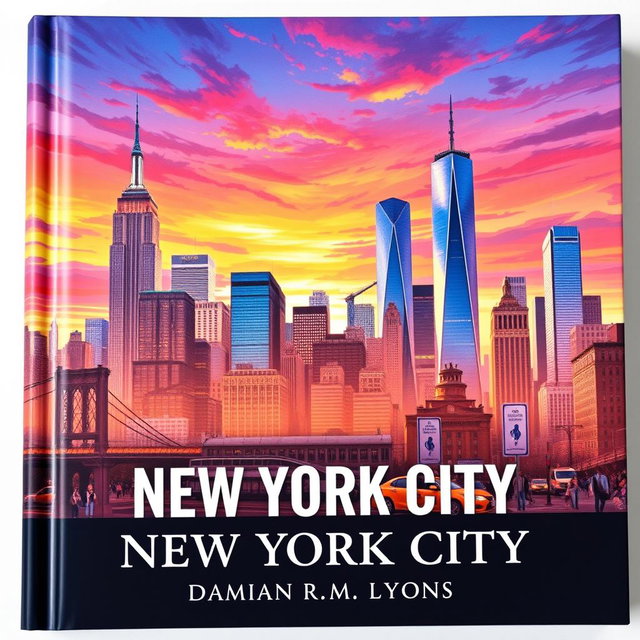 A captivating book cover for "New York City: A Journey Through Time" by Damian R