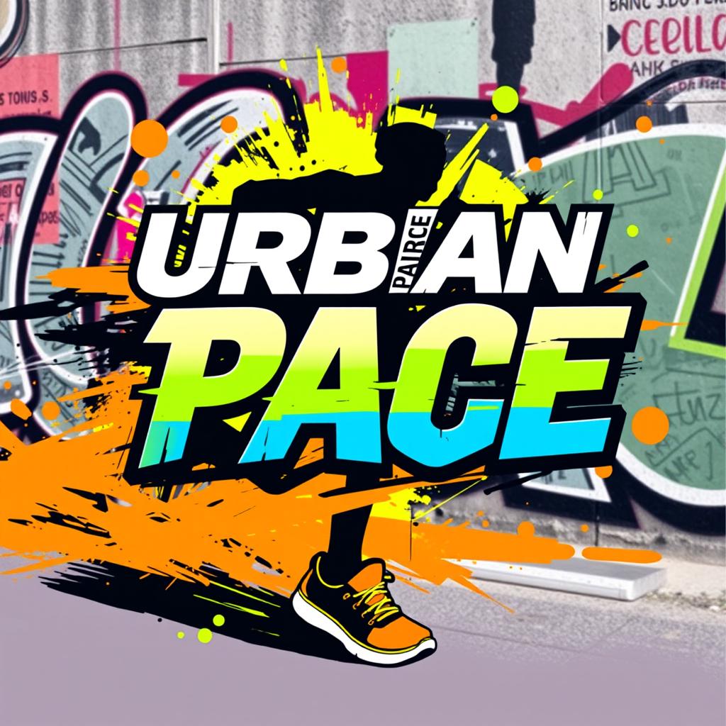 A vibrant and dynamic streetwear runner design featuring the 'Urban Pace' typography