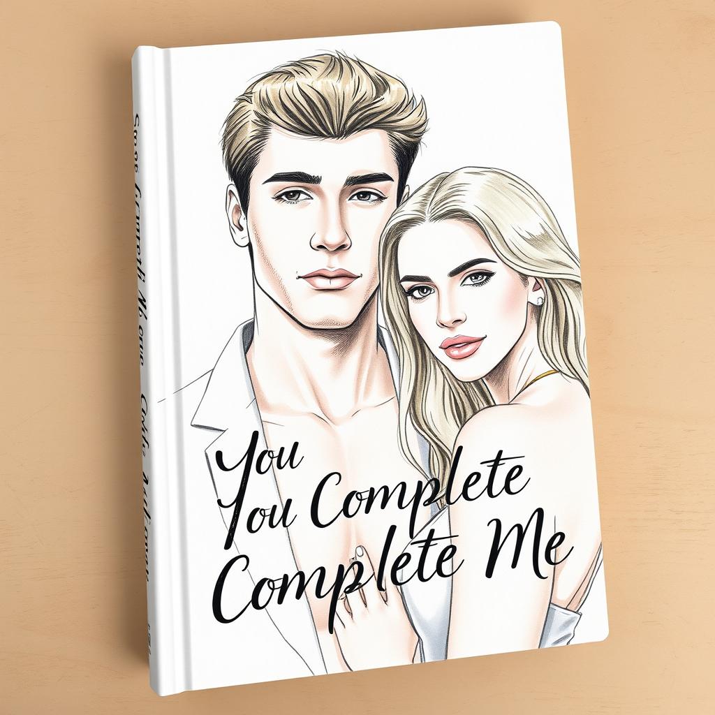 A striking book cover featuring a handsome 20-year-old man with a prominent sharp nose, tall stature, and a fit physique, showcasing his smooth, flawless skin