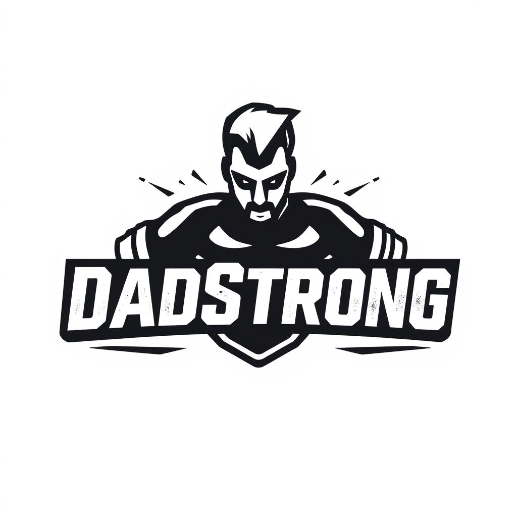A modern and sleek logo design for the brand 'DadStrong', aimed at empowering fathers with strength and support