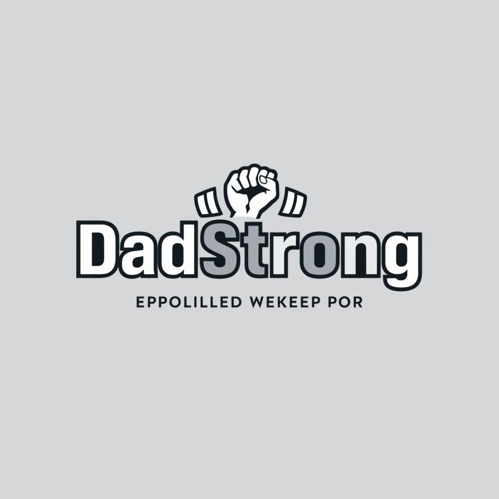 A modern and sleek logo design for the brand 'DadStrong', which empowers fathers with strength and support