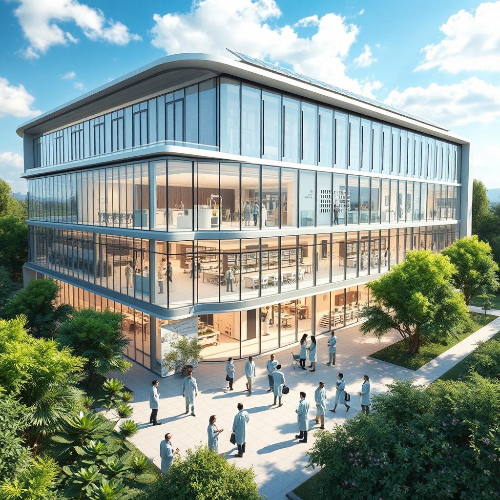A concept design showcasing a modern government institution dedicated to scientific and technological research and development