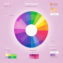 Generate an illustration demonstrating how to find both color names and numbers in a color palette or color wheel guide, with a focus on the purple spectrum.