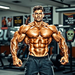 A strong and muscular person showcasing their impressive physique, demonstrating natural muscle growth