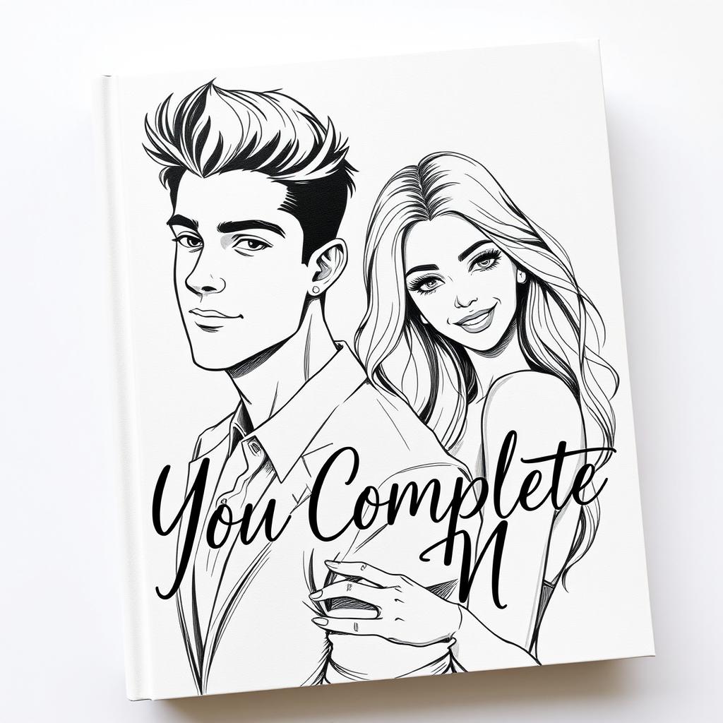 A captivating book cover featuring a handsome 19-year-old male sketched in a dynamic and stylish manner