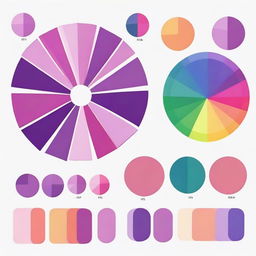 Generate an illustration demonstrating how to find both color names and numbers in a color palette or color wheel guide, with a focus on the purple spectrum.