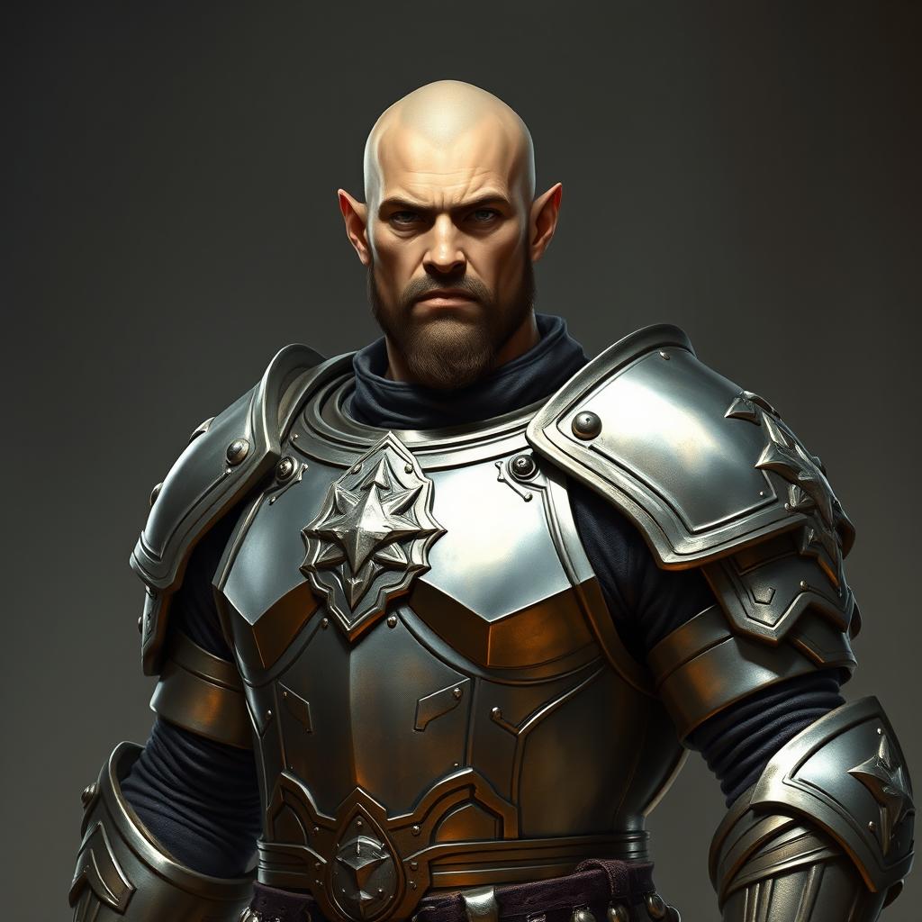 A full body portrait of a 33-year-old Dungeons and Dragons goliath fighter, standing tall and formidable