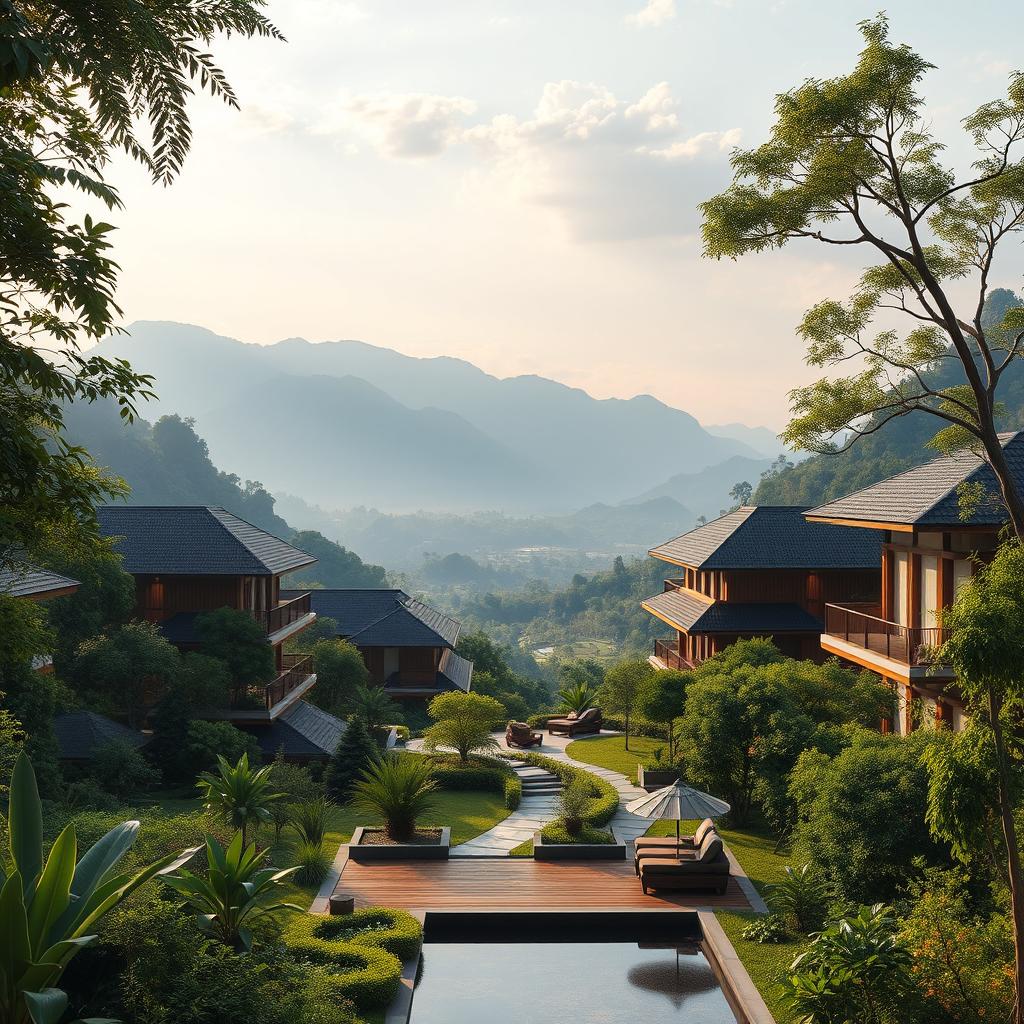 A stunning resort concept that showcases a blend of modern luxury and traditional Burmese architecture