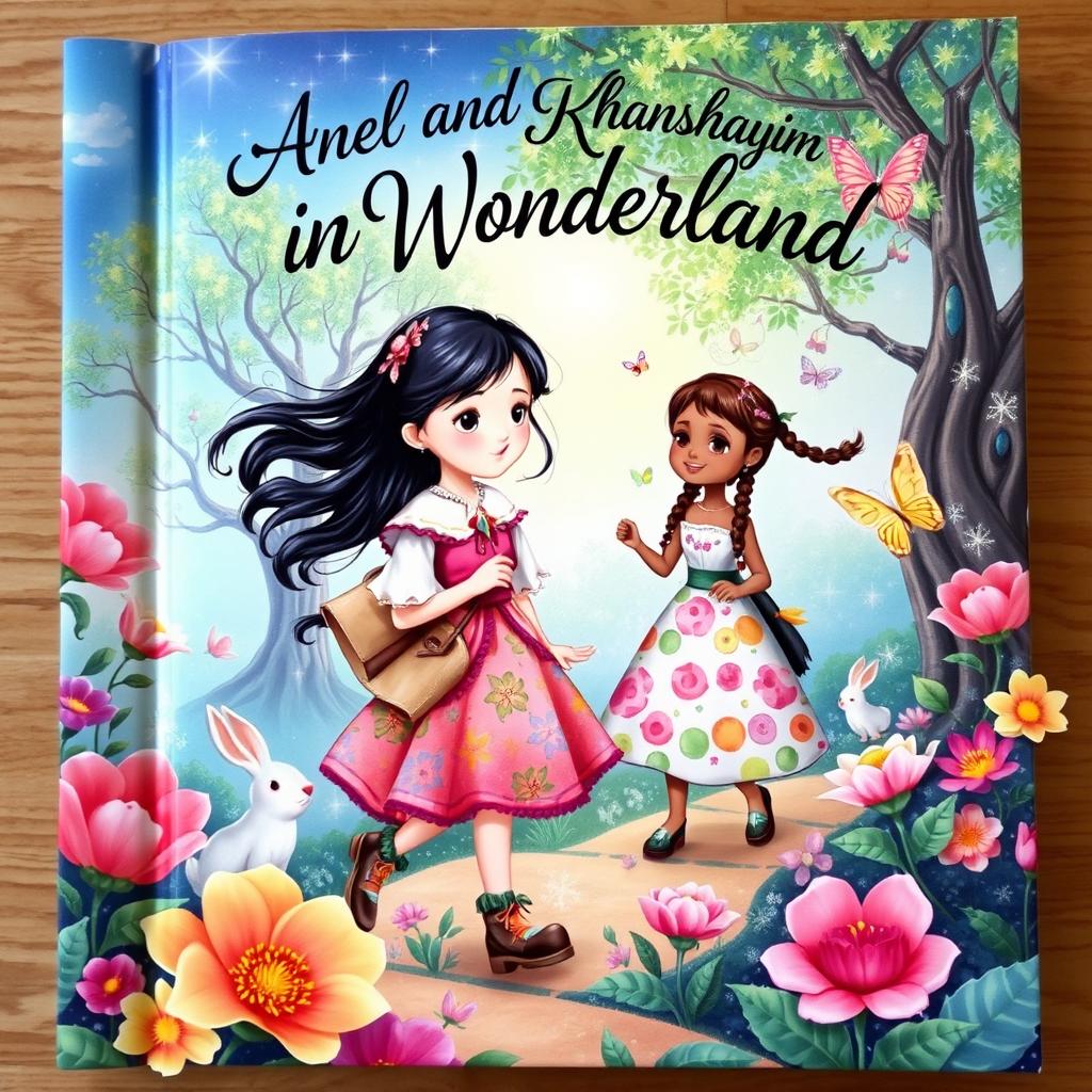 An enchanting book cover for the story 'Anel and Khanshayim in Wonderland'