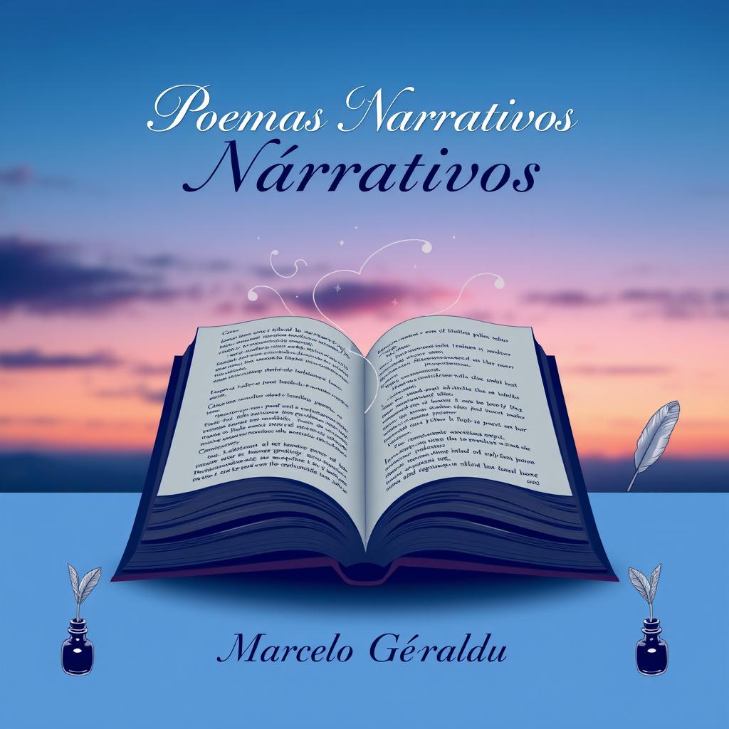 Cover design for a book titled 'Poemas Narrativos' by Marcelo Geraldu