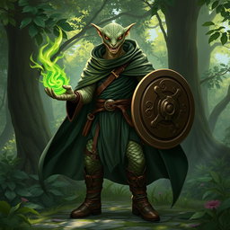 A yuan-ti male character from Dungeons and Dragons, depicted as a half man, half snake creature