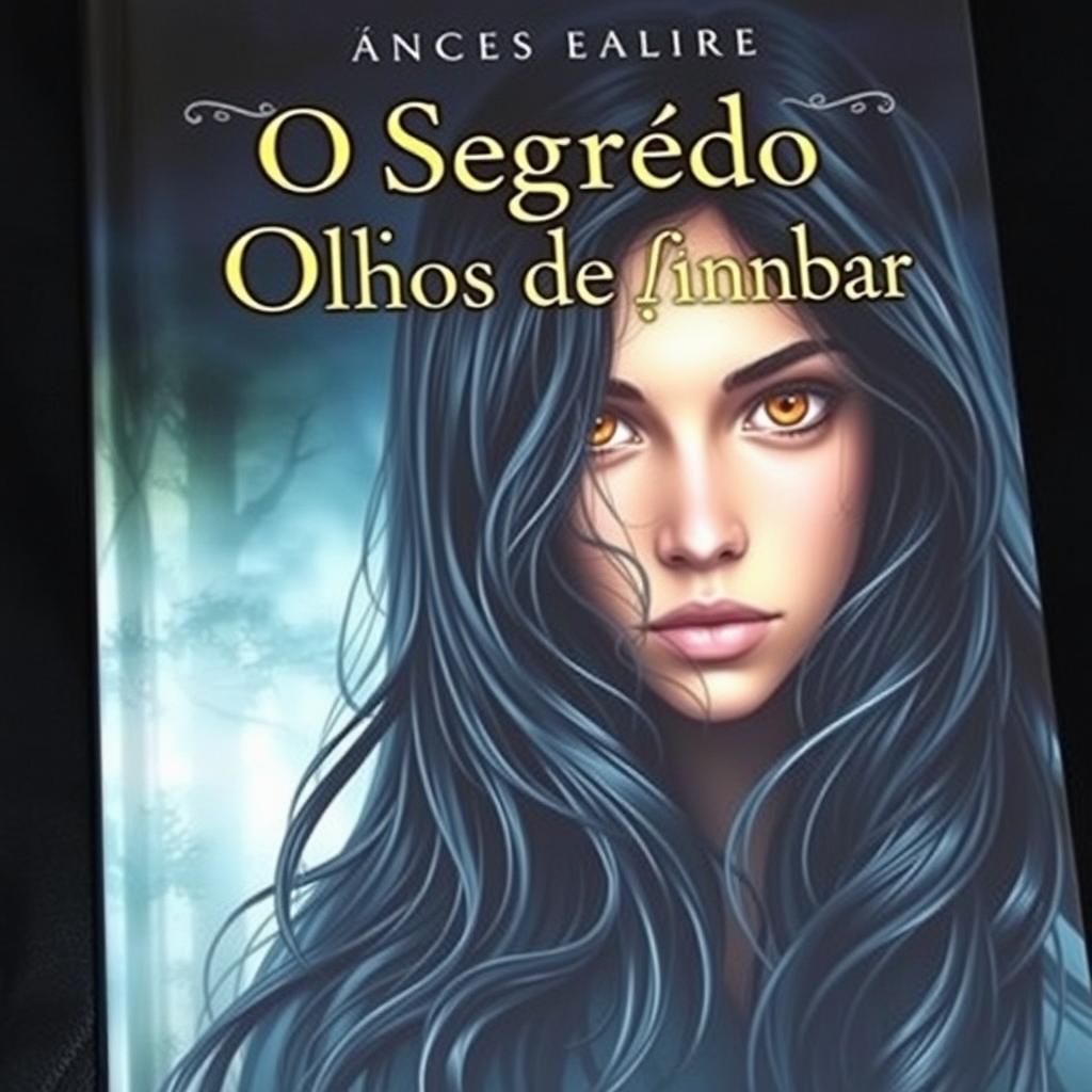 A captivating book cover featuring a young female character with long, wavy black hair, exuding an air of mystery and intrigue