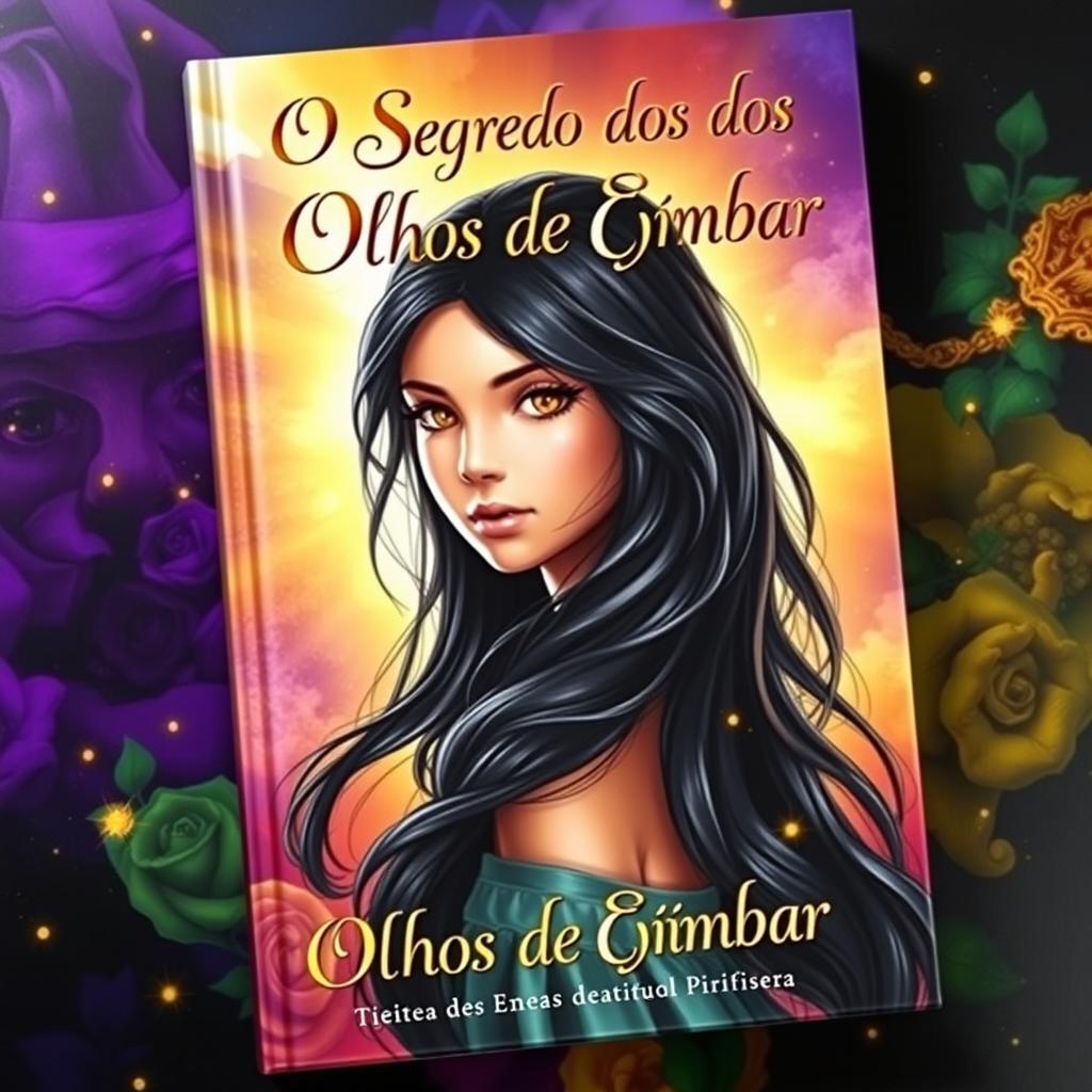 A beautiful book cover featuring a young female character with long, wavy black hair, symbolizing elegance and mystery