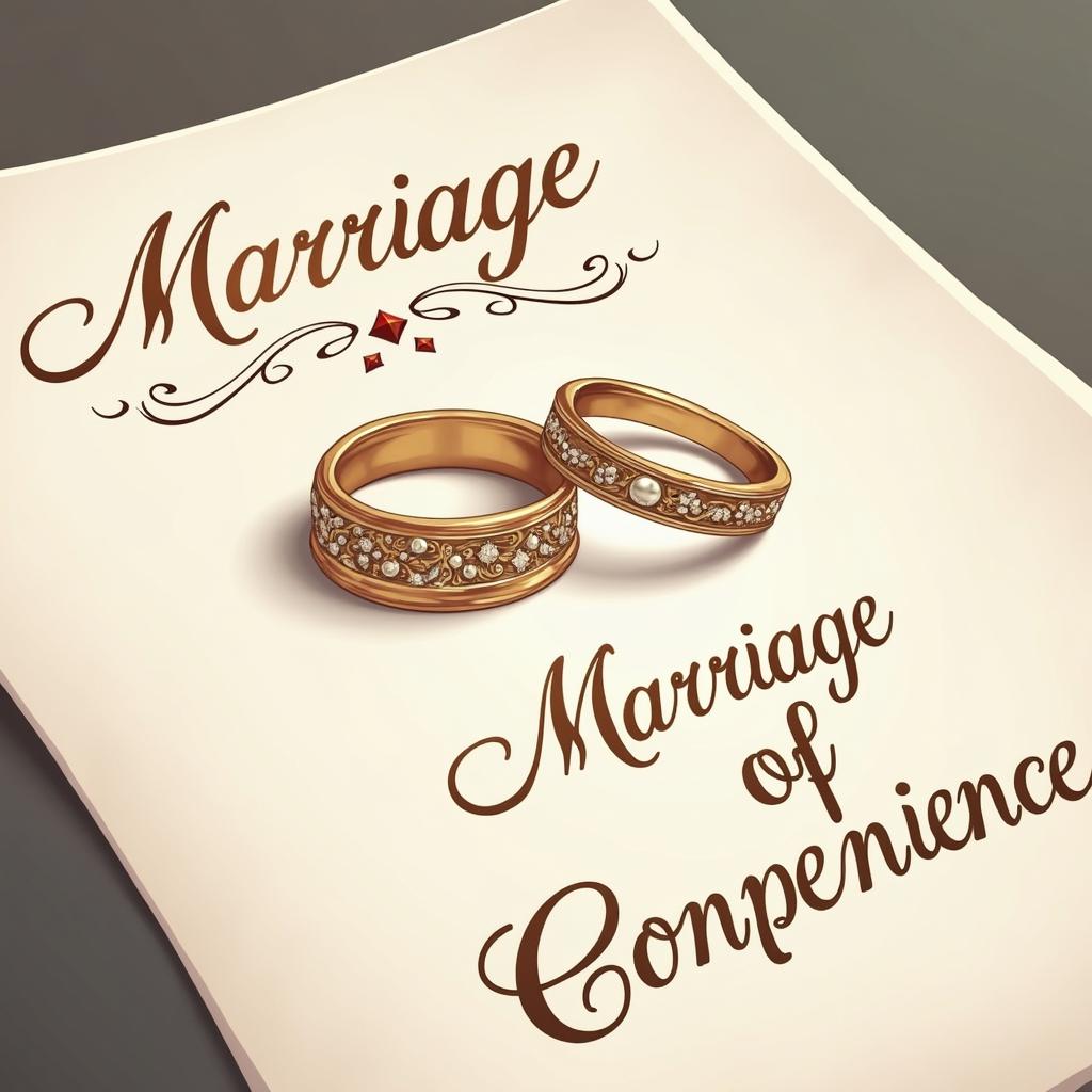 An elegantly crafted illustration depicting two ornate wedding rings placed prominently on a marriage contract