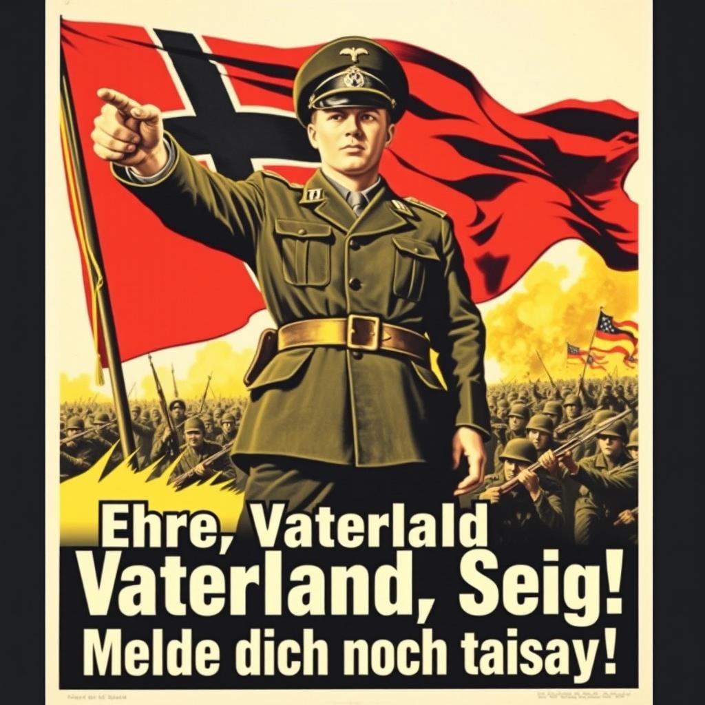 A striking propaganda poster from a German perspective promoting army enlistment