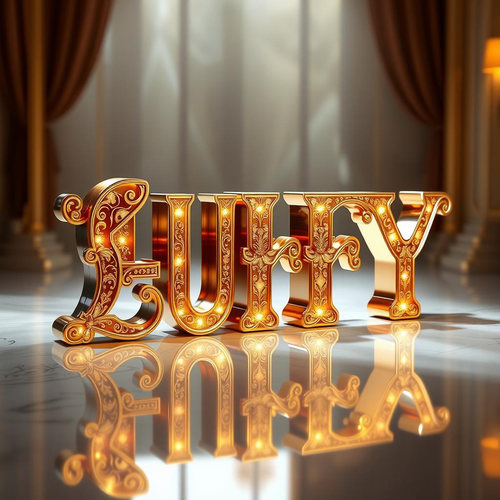 A three-dimensional word 'LUFFY' that combines cinematic art with reality, creating a luxurious and distinctive impression