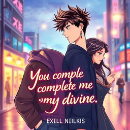 A book cover design in a vibrant manhwa style featuring a handsome 19-year-old male character with spiky hair and a striking profile, wearing a stylish outfit