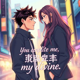 A book cover design in a vibrant manhwa style featuring a handsome 19-year-old male character with spiky hair and a striking profile, wearing a stylish outfit