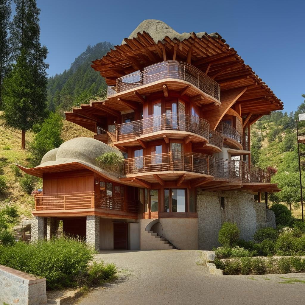 A charming house in Murree with a distinct, three-tiered roof.