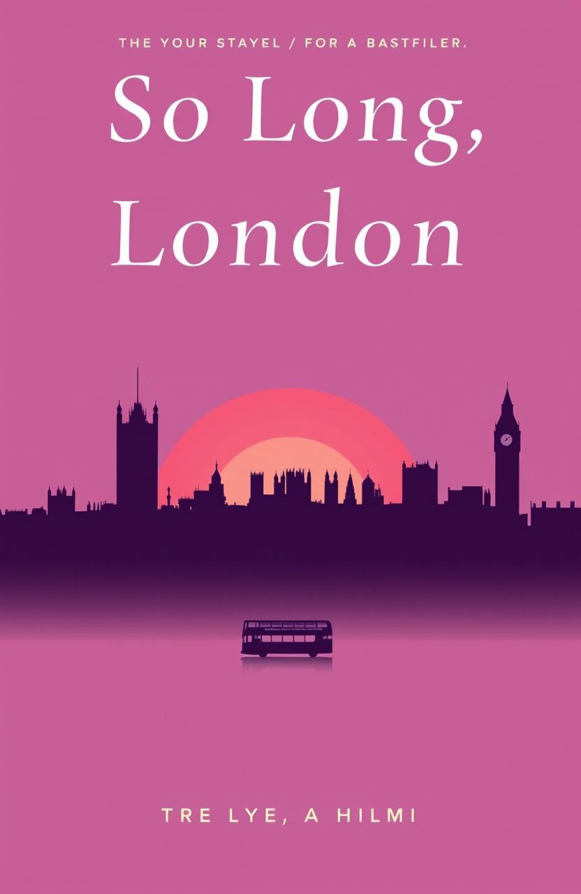 A simple yet captivating novel cover titled "So Long, London" featuring a stylized silhouette of the iconic London skyline at sunset
