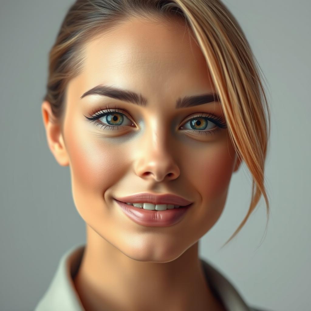 A stunning model with flawless skin and perfectly styled hair, exuding confidence and elegance