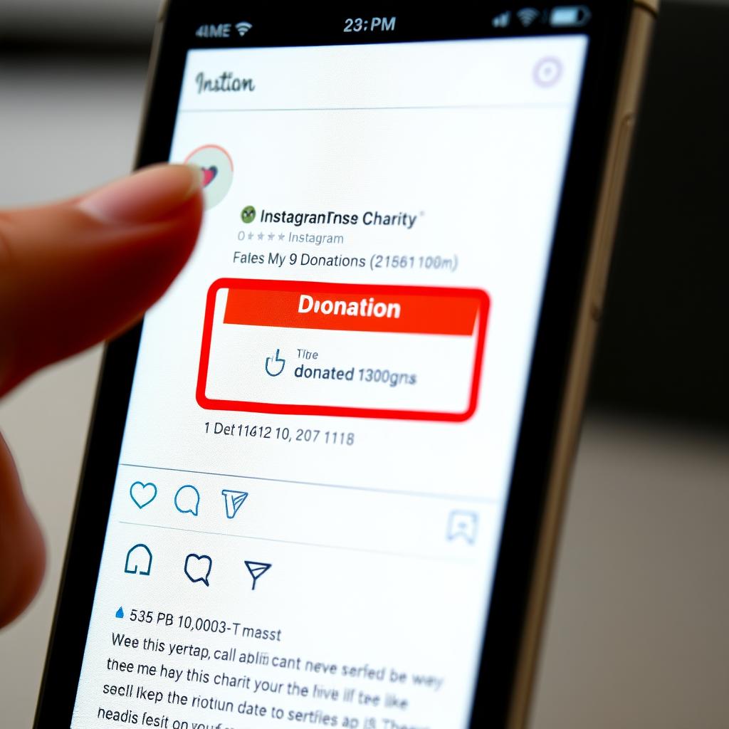 A realistic screenshot of a donation being made to a charity on Instagram