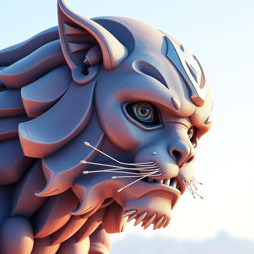Majestic Gargoyle Sculpture Against Dramatic Skies