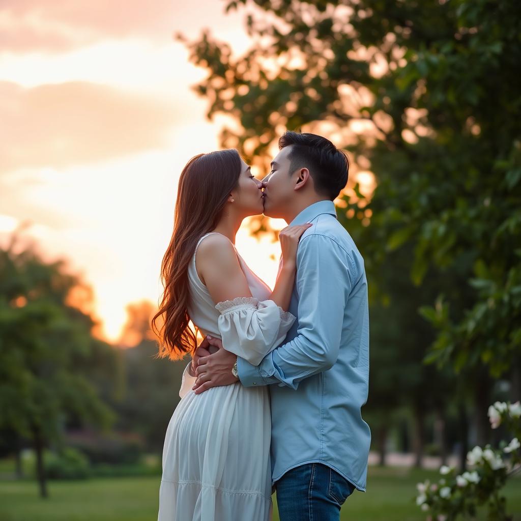 Love in Bloom: Sunset Kiss