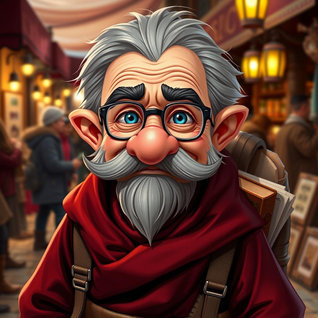 An old gnome male character designed for a Dungeons & Dragons setting