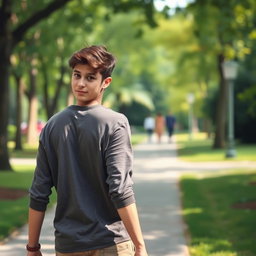 A candid photograph capturing a person walking away in a park, exuding an air of indifference