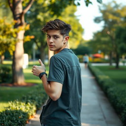 A candid photograph capturing a person walking away in a park, exuding an air of indifference