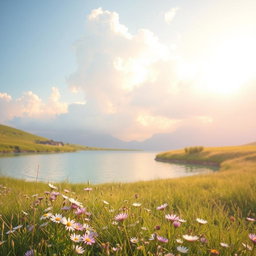 A captivating and dreamy aesthetic scene featuring soft pastel colors blending harmoniously, with ethereal clouds floating above a serene landscape