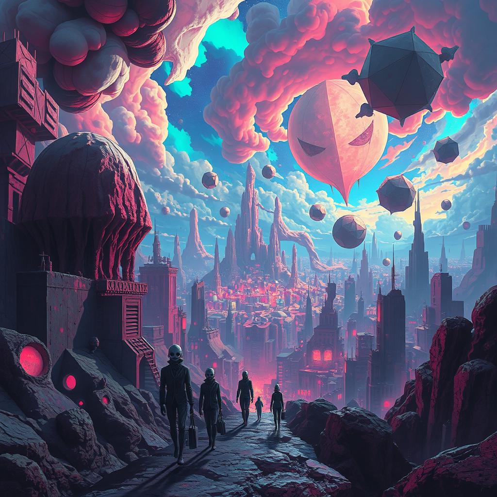 A surreal and captivating weirdcore landscape, featuring distorted and dreamlike elements