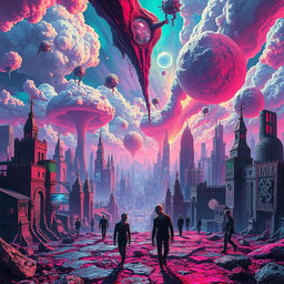 A surreal and captivating weirdcore landscape, featuring distorted and dreamlike elements