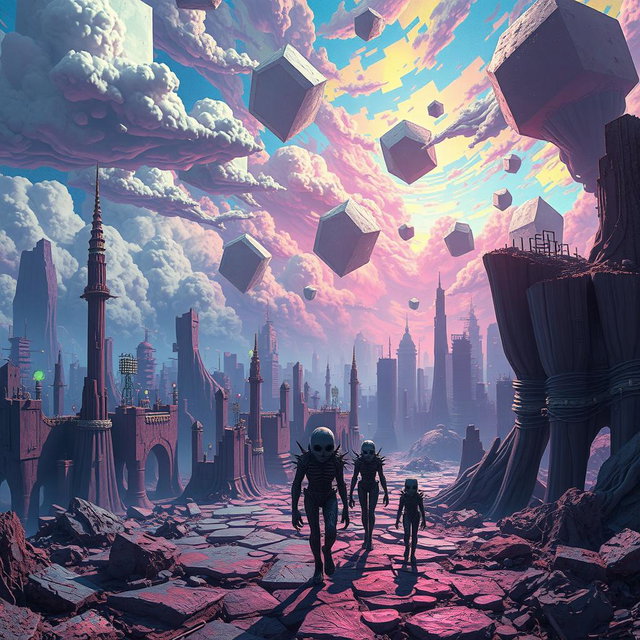 A surreal and captivating weirdcore landscape, featuring distorted and dreamlike elements