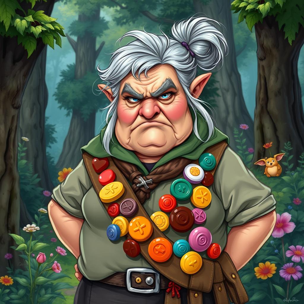 Whimsical Dwarf Girl Scout Leader in a Fantasy Forest
