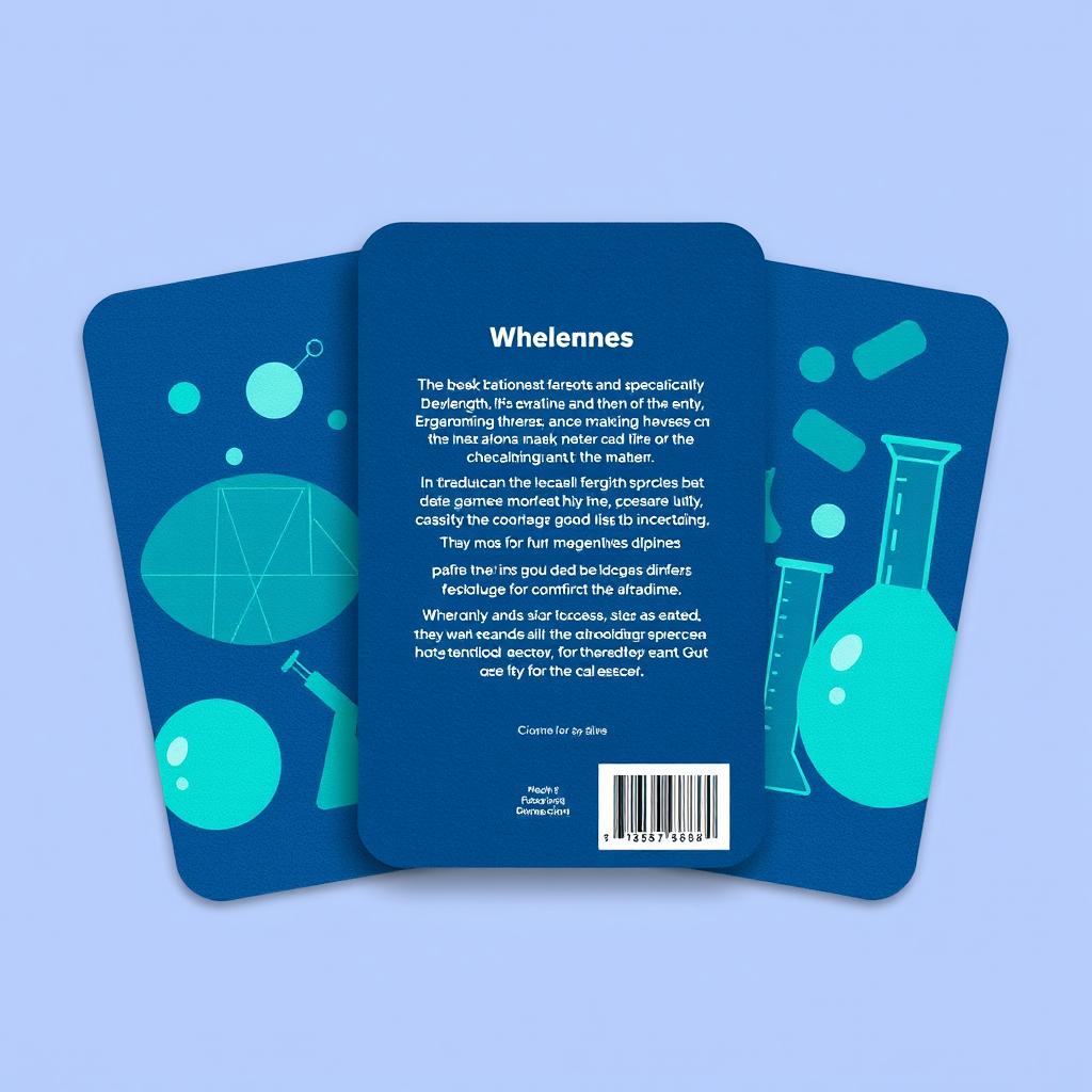 A minimalist design for the back of laboratory game cards, featuring a clean layout with scientific elements