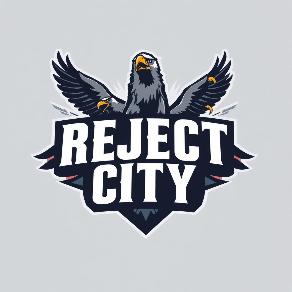 An NFL-inspired logo featuring the bold text 'REJECT CITY' at the center, surrounded by a dynamic design that reflects the energy and excitement of football