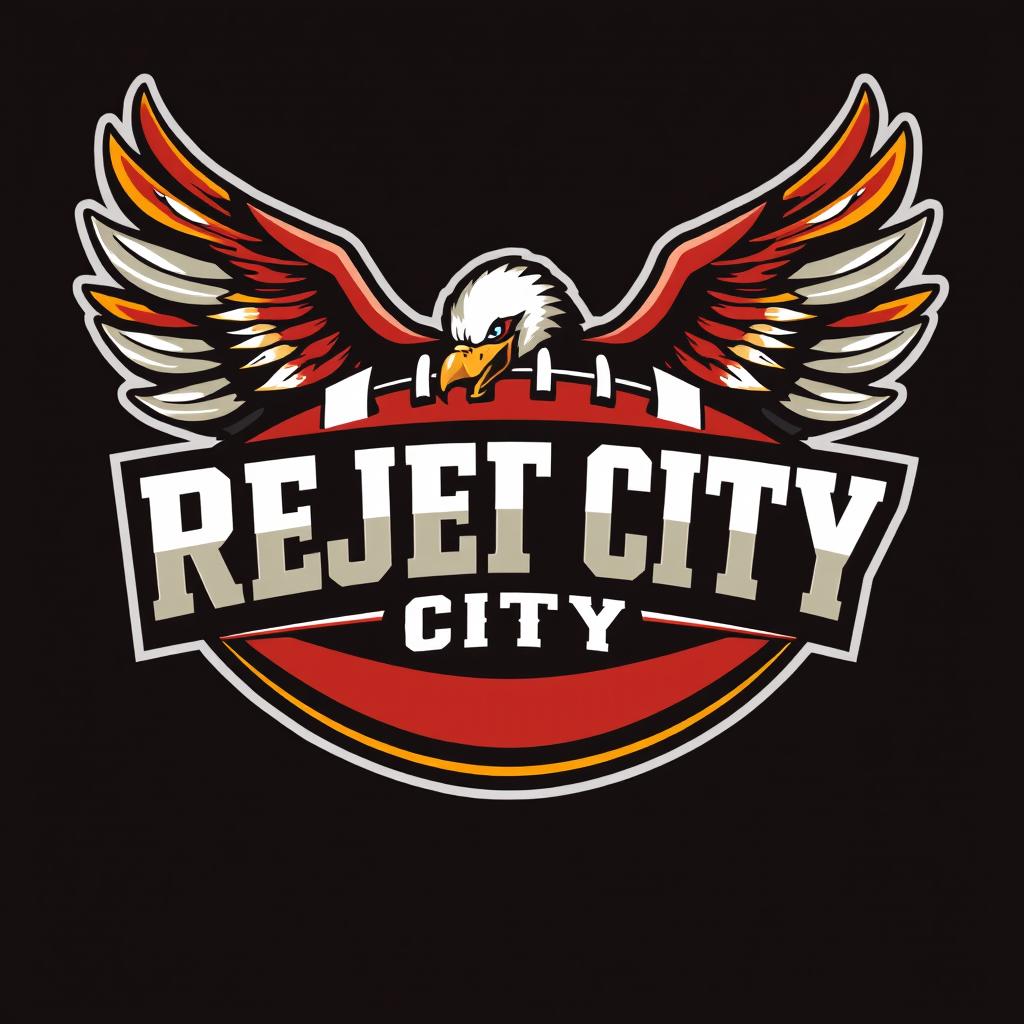 An NFL football logo design featuring the bold text 'REJECT CITY' prominently displayed in the center