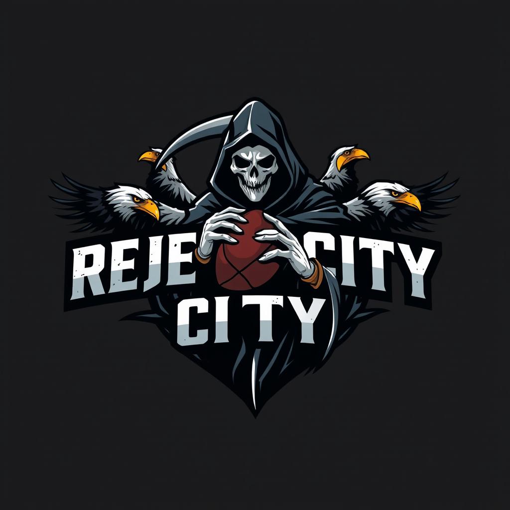 An NFL football logo design incorporating 'REJECT CITY' branding prominently displayed in bold, eye-catching lettering