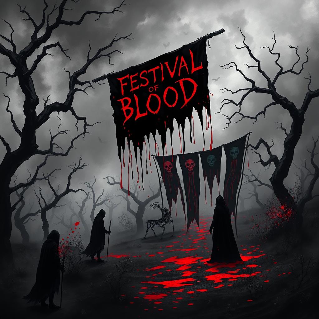 A dark and eerie scene representing a 'Festival of Blood'